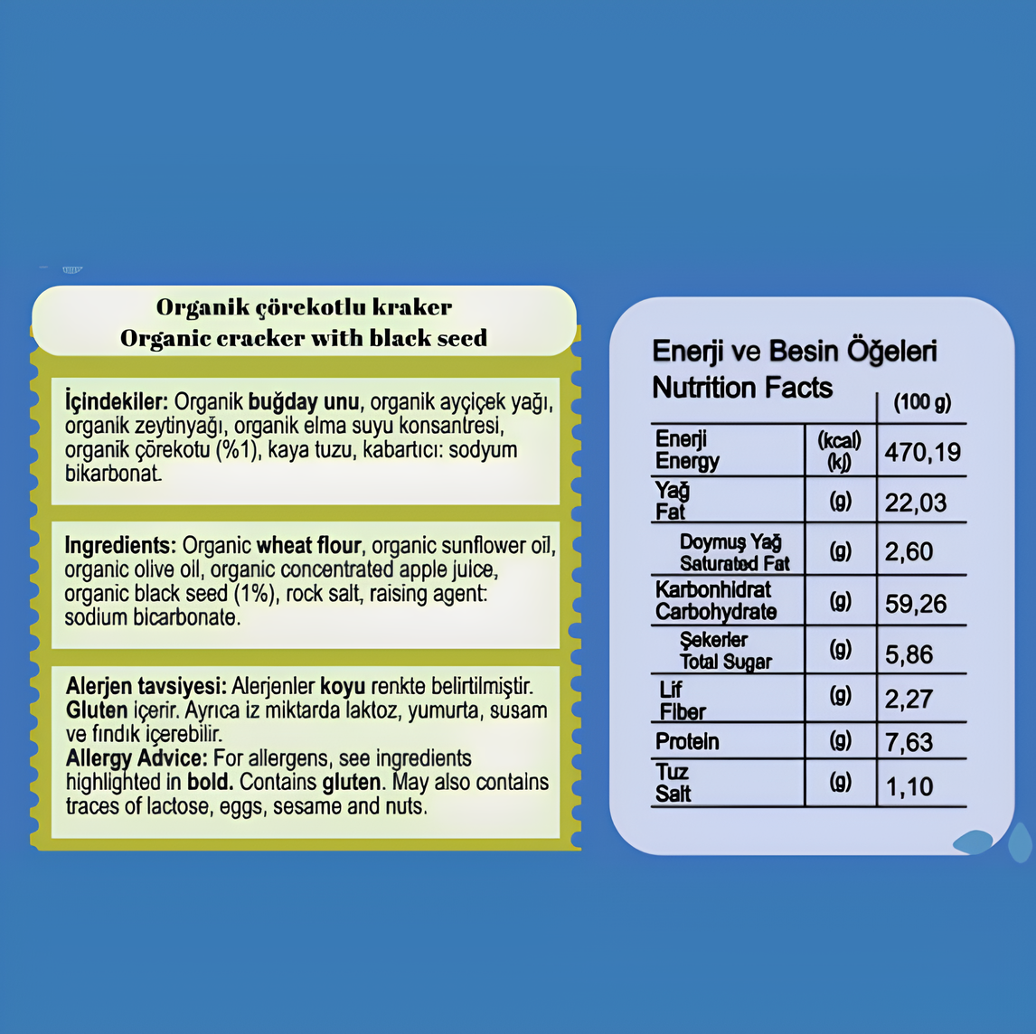 Organik & Vegan Çörekotlu Kraker 60 Gr 6'Lı